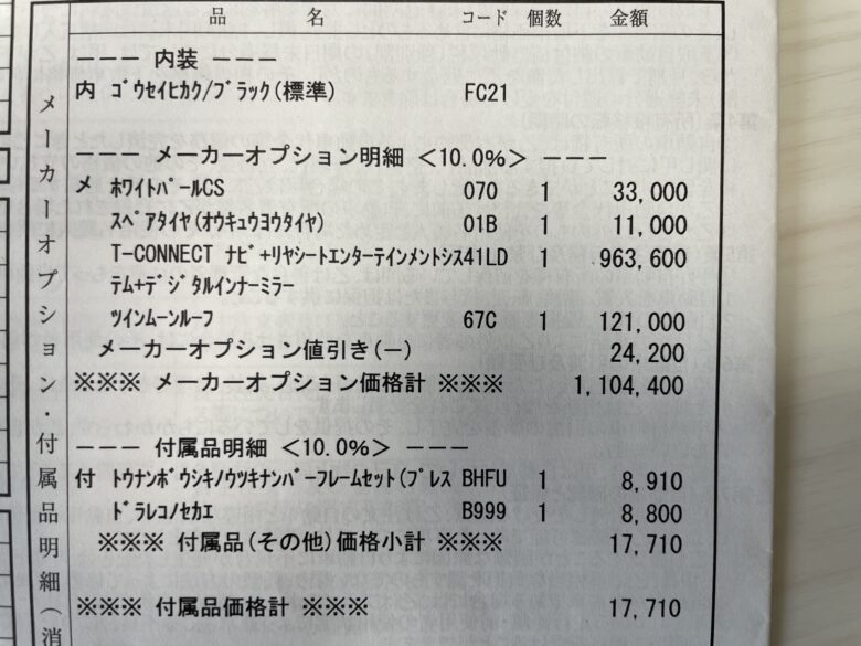 30系後期アルファードにつけたオプション明細