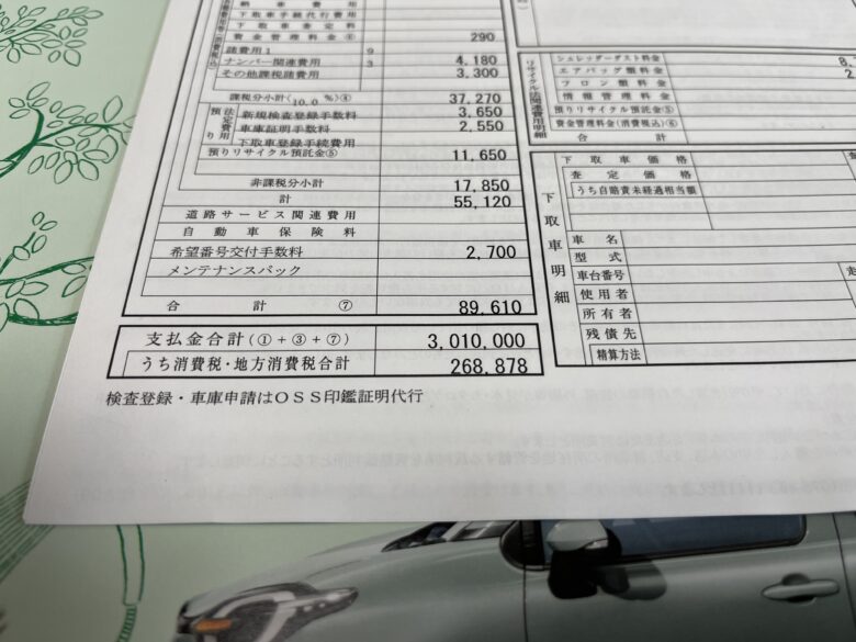 新型シエンタ購入記総支払額