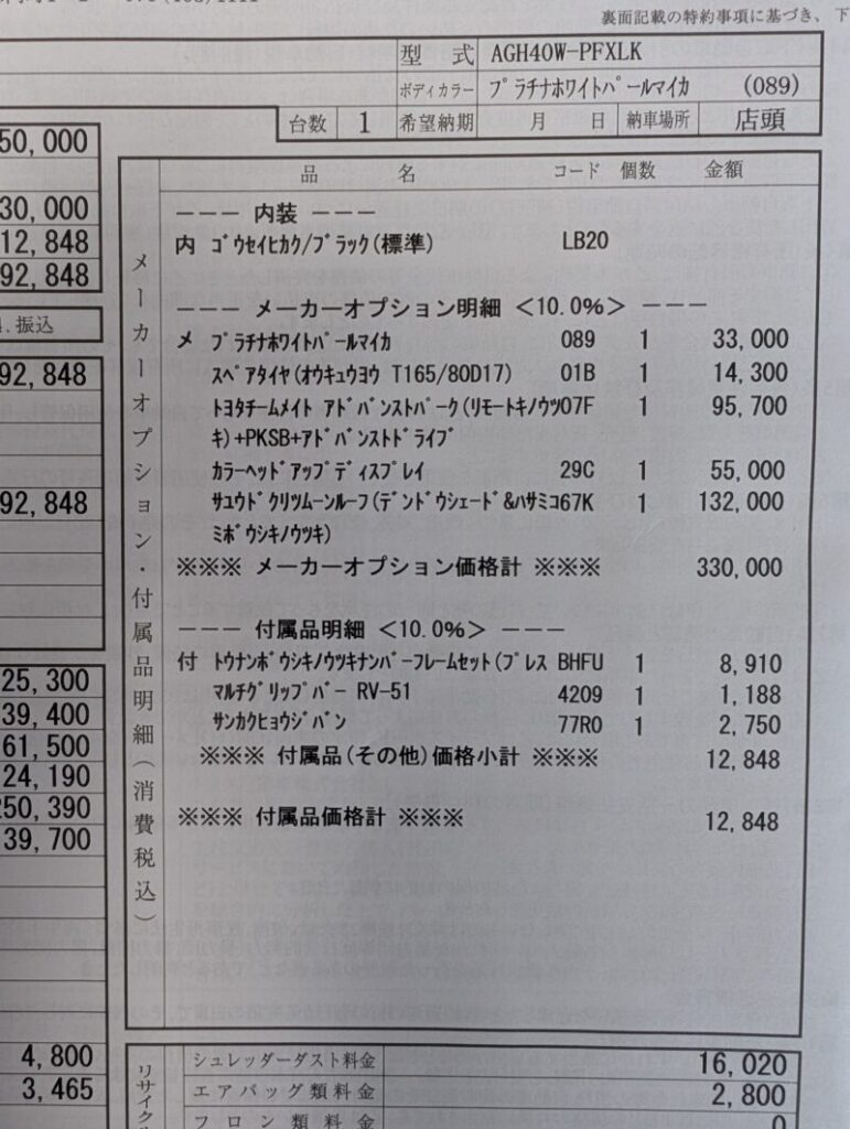 40アルファードに付けたオプション